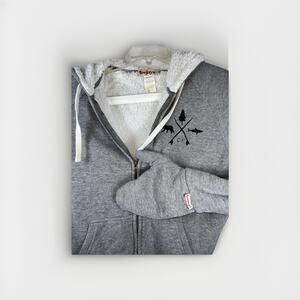 Feejays Sherpa Lined Hoodie Zip Up Sweatshirt Mittens Built-In Gloves Medium CA